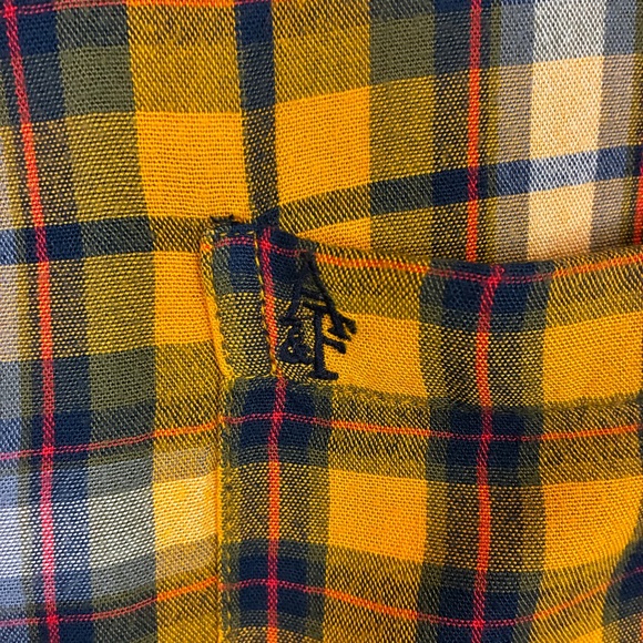 Abercrombie Fitch Womens L Rust Orange Blue Plaid Shirt Casual Classic Weekend - Picture 4 of 10
